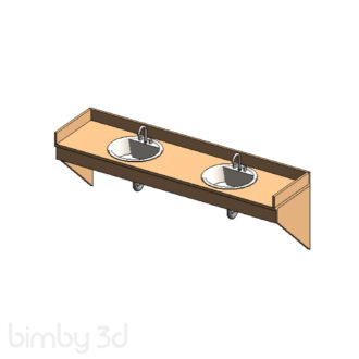 Toilet room countertop w 2 round sinks 4836