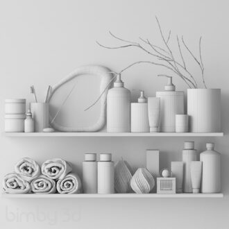 Shelves with cosmetics and bathroom decor 4 3