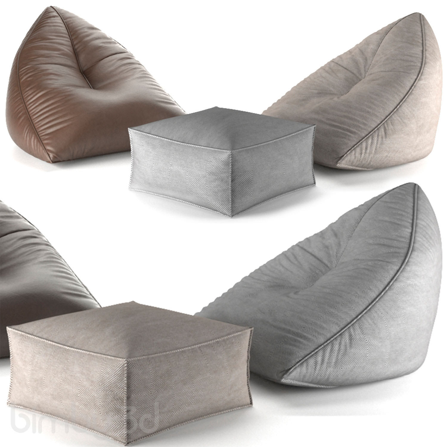 Set of poufs SAIL POUF TAUPE 1 Set of poufs SAIL POUF TAUPE