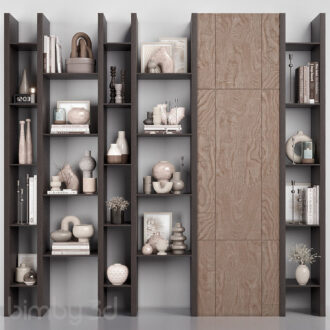 Rack Wooden Shelves With Decorative Objects
